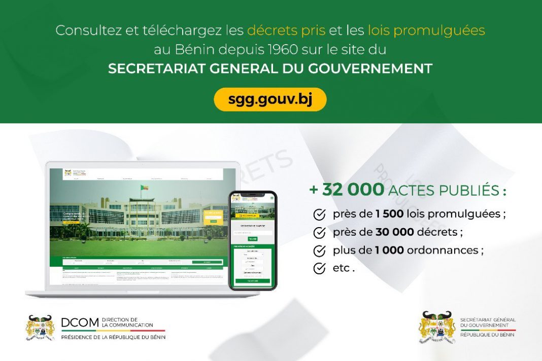 Bénin : Le gouvernement met en ligne les décrets et lois promulgués depuis 1960