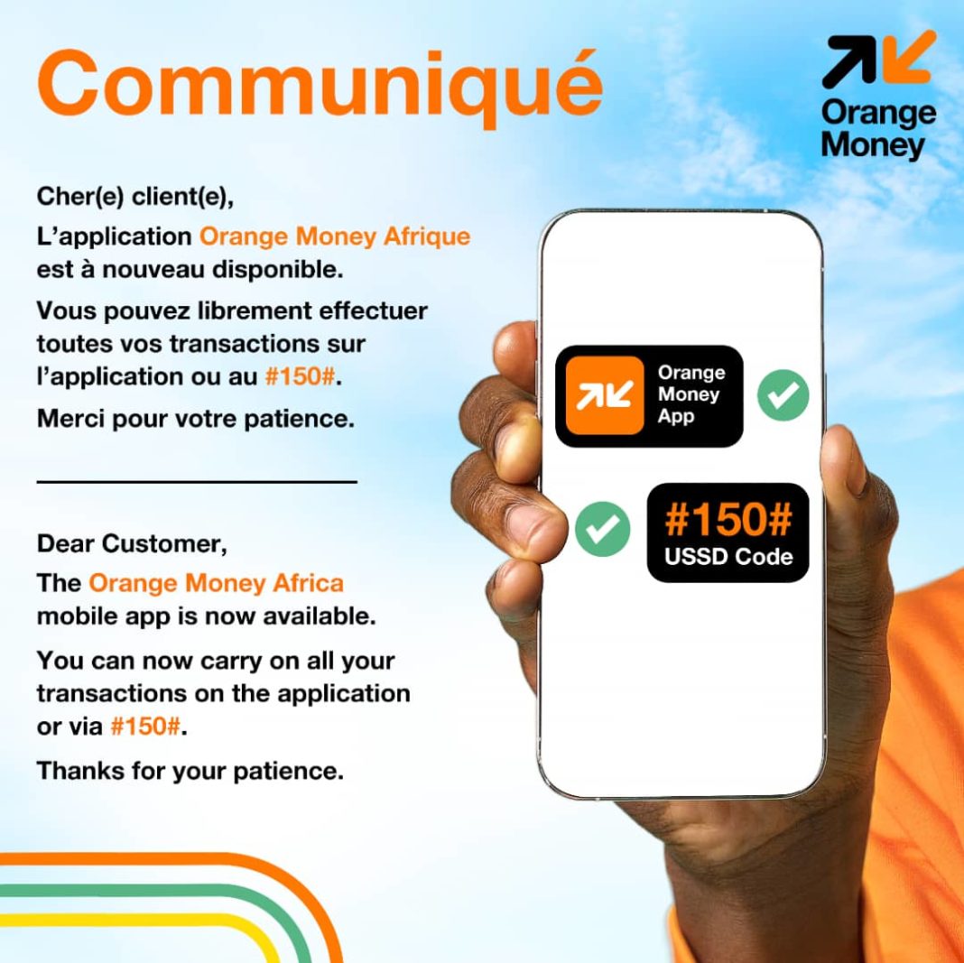 L'application Orange Money Afrique App à nouveau fonctionnelle