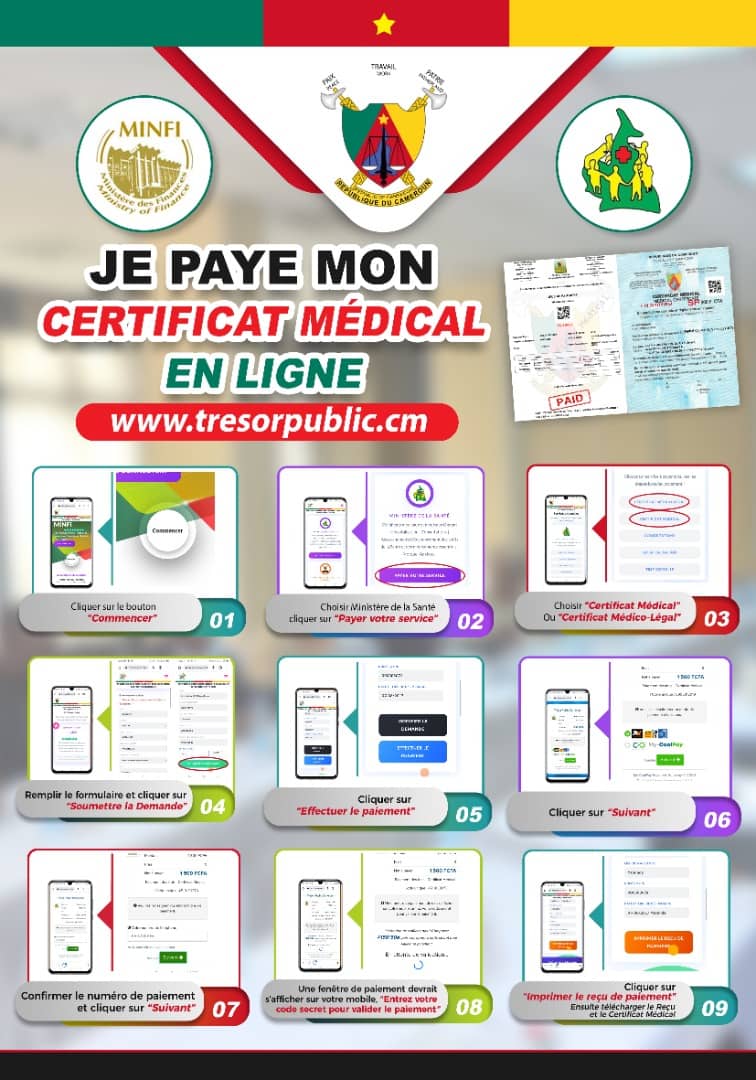 Cameroun Les 9 étapes à suivre pour payer son certificat médical en